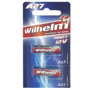 2 x Wilhelm A27 Blister 12V Wilhelm Alkaline Batterien MN27 V27GA 27A 12 Volt 25 mAh