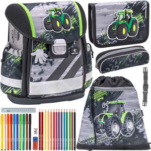 Belmil Schulranzen Set Classy Green Tractor 5-teilig