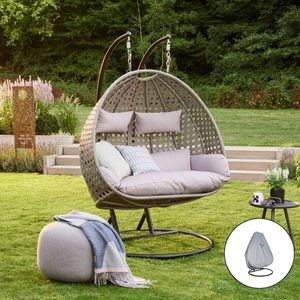 HOME DELUXE - Polyrattan Hängesessel TWIN Grau - komplett