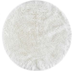 Sitzkissen Weiß 34 cm Rund 4er Set Kunstfell Stuhlauflage Stuhlkissen  Kunstfell Stuhl
