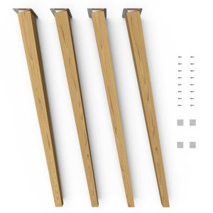 4x sossai® Holzfüße eckig - schräge Ausführung 71cm Eiche Holzmöbelfüße Tischbeine Möbelbeine Holz Möbelfüße