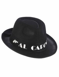 Gangsterhut Al Capone mit Hutband schwarz-weiss