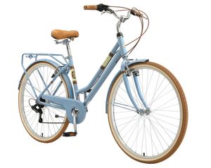 BIKESTAR Městské kolo 28 palců, 18 palcový rám, 7 rychlostí Shimano dámské kolo Holland Retro kolo, V-brzda, nosič zavazadel, modrá barva