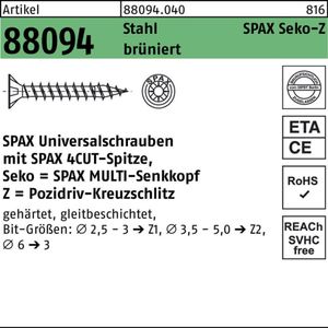 SPAX Universalschrauben - SK - Kreuzschlitz Z - brüniert - 3,0x30 - 1000 Stk