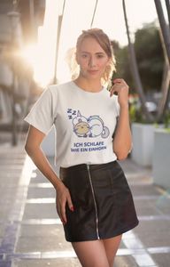 Bio Damen T-Shirt Oversize Funny Katze Ich schlafe wie ein Einhorn