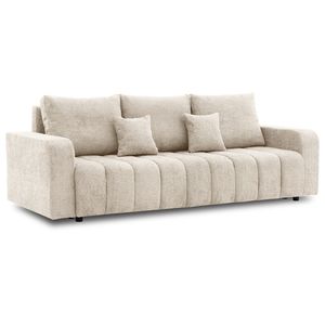 Couch MODENA mit Schlaffunktion - ausziehbares Sofa mit Bettkasten - Abriamo 03 Beige