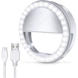 LED Ringlicht - Selfie Handy Licht - Weiß - USB Wiederaufladbar