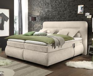Evolution Boxspringbett mit Motor 180x200cm elektrisch Doppelbett Beige (Sand), Ausführung:Variante 4