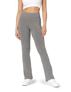 Damen Yogahose mit ausgestelltem Bein und Taschen BLV50-282, Farbe:Medium Melange, Größe:L