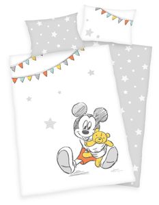 Disney Mickey Mouse Flanell Bettwäsche 40x60 + 100x135 cm 100% Baumwolle Biber