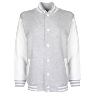 FDM Junior / Kinder College-Jacke mit kontrastfarbenen Ärmeln BC2030 (3-4 Jahre) (Grau meliert/Weiß)