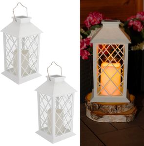 LUMILED Solárne svietidlo pre vonkajšie solárne svietidlá pre vonkajšie 2x LED sklenené svietidlo Solárne svetlo so sviečkou Efekt blikania sviečky IP44 Vintage White