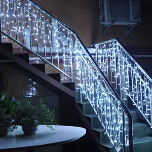 Jiubiaz 600 LED Eisregen Eiszapfen Deko Weihnachten Fenster Lichterkette Außen,KaltWeiß
