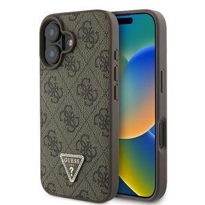 Guess Guhcp16Mp4Tdpw Iphone 16 Plus 6.7" Brązowy/Brown Hardcase Leather 4G Triangle Strass