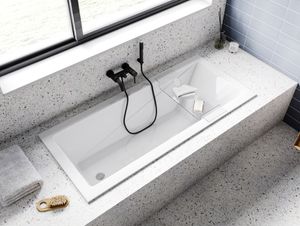 BADLAND Badewanne Rechteck Modern SLIM 180x80 Rand 15mm mit Ablaufgarnitur, Füßen und Wannenträger GRATIS