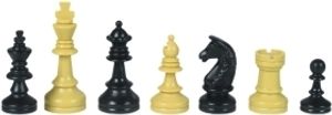 Schachfiguren beige/schwarz KH 55 mm, Staunton Form, ohne Filzsockel