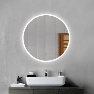 LED Badspiegel Rund 70 cm Durchmesser LED Spiegel Badezimmerspiegel mit Beleuchtung Lichtspiegel Wandspiegel mit Touchschalter Beschlagfrei IP44 energiesparend Kaltweiß