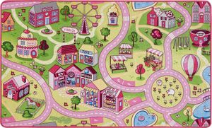 Straßenteppich Mädchen 100 x 165 cm Kinderteppich Sweet Village Town Spielteppich