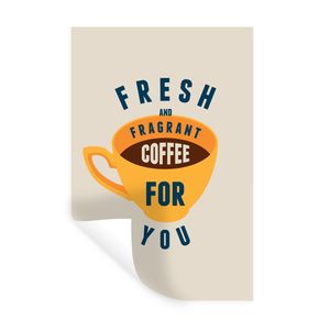 MuchoWow® Wandtattoo Wandsticker Wandaufkleber Vintage - Kaffee - Zitate - Sprüche - Frischer und duftender Kaffee für dich 40x60 cm Selbstklebend und Repositionierbar - Wierderverwendbar - Selbstklebend