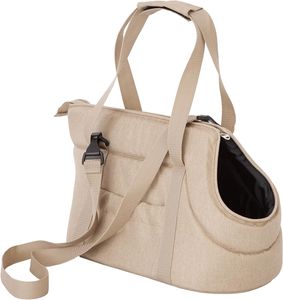 Hundetasche, Hände frei Reisetasche, Transportbox, mit Seitentaschen, Katzentasche, mit verstellbarem Schultergurt, Beige, L: 25x43x27 cm