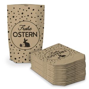 40x itenga Geschenktüte Frohe Ostern Pünktchen Muster braun schwarz