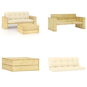 vidaXL 2 ks zahradní lounge set s polštáři impregnované borovicové dřevo - Zahradní lounge set - Zahradní lounge sety - Venkovní lounge set - Lounge set