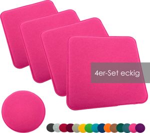 heimtexland ® Sitzkissen Set Filz Stuhlkissen Stuhlauflage Filzkissen Stuhl Polster Kissen Typ631 4er Set 35 x 35 cm Eckig Pink