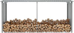 vidaXL Ocelový pozinkovaný sklad na palivové dřevo 330 x 92 x 153 cm šedý