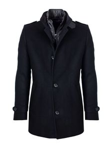 Zapana Herren Woll-Peacoat Tuco schwarz S