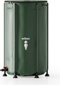 Skládací sud na dešťovou vodu Wiltec 250 l s víkem, sud na dešťovou vodu z PVC 620 g/m², nádrž na dešťovou vodu s kohoutkem, nádrž na zahradní vodu s přípojkou na hadici