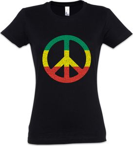 Urban Backwoods Rastafari Peace Sign Damen T-Shirt, Größe:S