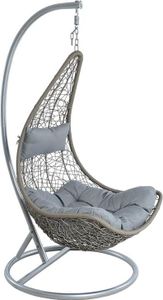 Hängesessel Polyrattan Hängekorb mit Gestell Hängestuhl Hängeschaukel Korb grau Hängesessel Polyrattan Hängekorb mit Gestell Hängestuhl Hängeschaukel Korb grau
