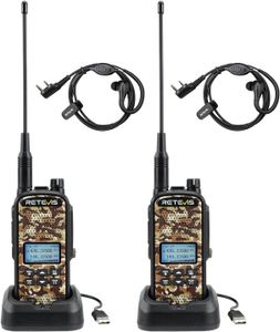 Retevis EZTalk 62 WalkieTalkie dobíjecí, vysílačka s 2200 mAh, vodotěsná, IP67, vysílačka pro dospělé pro lov, outdoor (2 kusy, kamufláž)