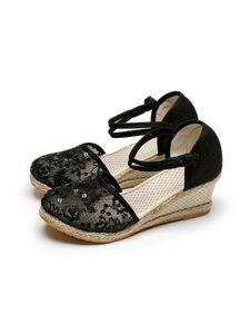 Damen Geflochtene Schnalle Plattform Sandale Täglich Knöchelgurt Freizeitschuhe Anti Slip Mid Heel