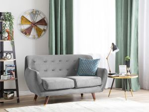 BELIANI Sofa Grau Samtstoff 2-Sitzer Minimalistisch Retro Wohnzimmer