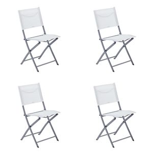NATERIAL - 4er Set Gartenstühle EMYS mit Armlehnen - Klappsessel - Gartensessel - Klappbar - Terrassenstühle - Essstühle - Stahl - Textilene - Weiß