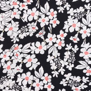 Viskose Stoff Radiance für Bekleidung Blumen schwarz weiß 1,4m Breite