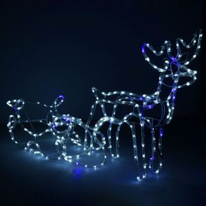 LED Rentier mit Schlitten Beleuchtet Lichtschlauch 288 LED Weihnachten 210 cm