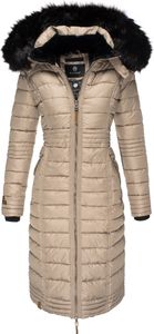 Navahoo Damen Winterjacke Steppmantel Parka Winter Lang Stepp Jacke Kapuze Umay Taupe Gr. 40- L