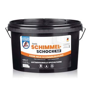 Tonis SCHIMMELSCHOCK 5.0 - Antimikrobielle Spezialfarbe - Farbeimer 4,5l Gebinde - weiß Schimmelentferner chlorfrei Entferner Schimmelex Spezialfarbe
