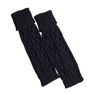 Winter-Frauen, einfarbig, Häkelstrick-Beinlinge, elastische Stiefelüberzüge, lange Socken, Marineblau