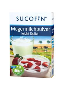 SUCOFIN Magermilchpulver 9 x 250g ideal als Kaffeeweißer, Milchpulver zum Backen, reich an Nährstoffen