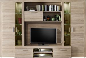 trendteam Wohnen Wohnwand Mondeo Eiche Sägerau hell 291 x 197 x 41 cm