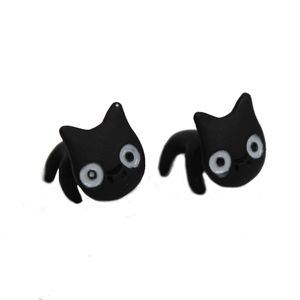 3D Katzen Ohrstecker Ohrringe in der Farbe Schwarz