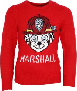 Paw Patrol Marshall Kinder Jungen Strick Pullover Sweater – Rot / 128