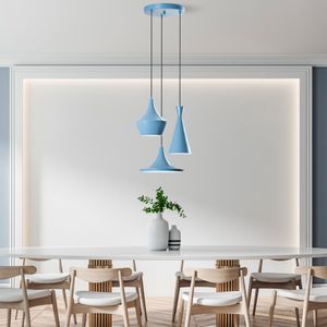 Opviq, Tom - 3556 - Light Blue, Kronleuchter, METALLKÖRPER, Hellblau, 135 x 30 x 30 cm