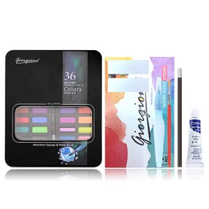 36 farebných pevných akvarelových farieb Profesionálny štetec Box Portable Pigment Maľba Umelecké potreby