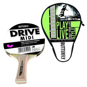 Butterfly Drive Midi sw Tischtennisschläger + Tischtennishülle Free your Lifestyle | Tischtennisset Tischtennis Hobby Set TT