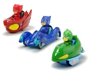 Dickie Toys PJ Masks 3er Set 203143000. Drei Helden, Cat-Car, Owl-Glider und Gekko-Mobil in  Mission. Ab 3 Jahren.