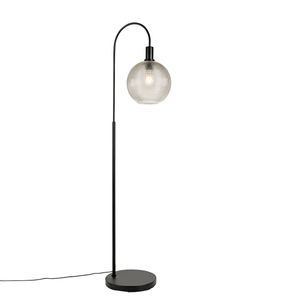 QAZQA - Design Design-Stehlampe schwarz mit Rauchglas - Chico I Wohnzimmer I Schlafzimmer - Länglich - LED geeignet E27